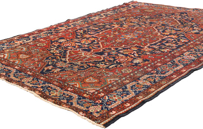 4 x 7 Navy Blue Antique Persian Tabriz Rug 79328