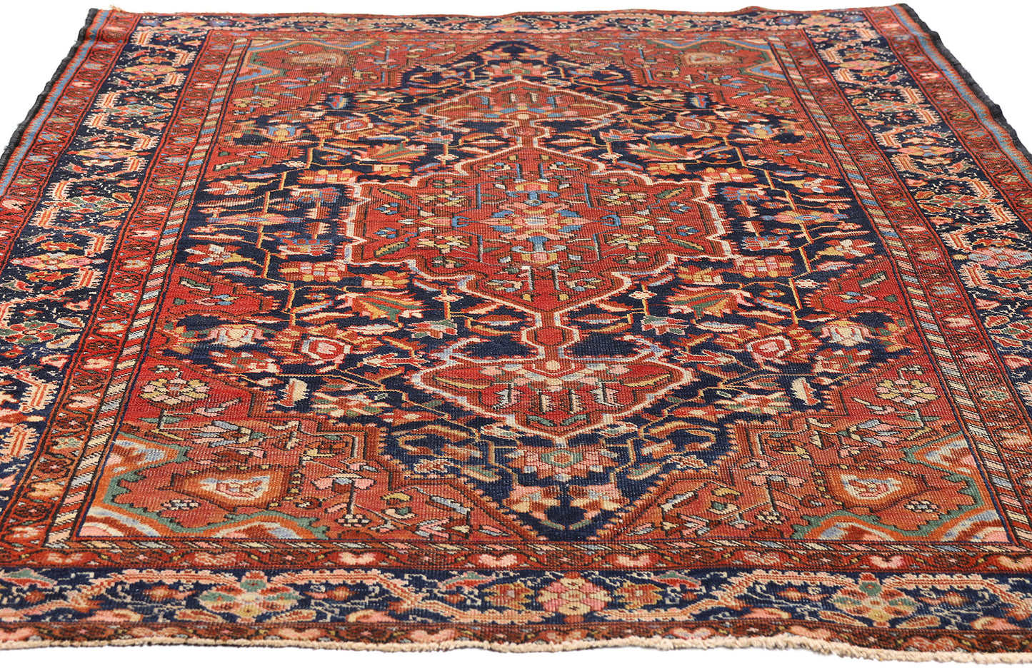 4 x 7 Navy Blue Antique Persian Tabriz Rug 79328