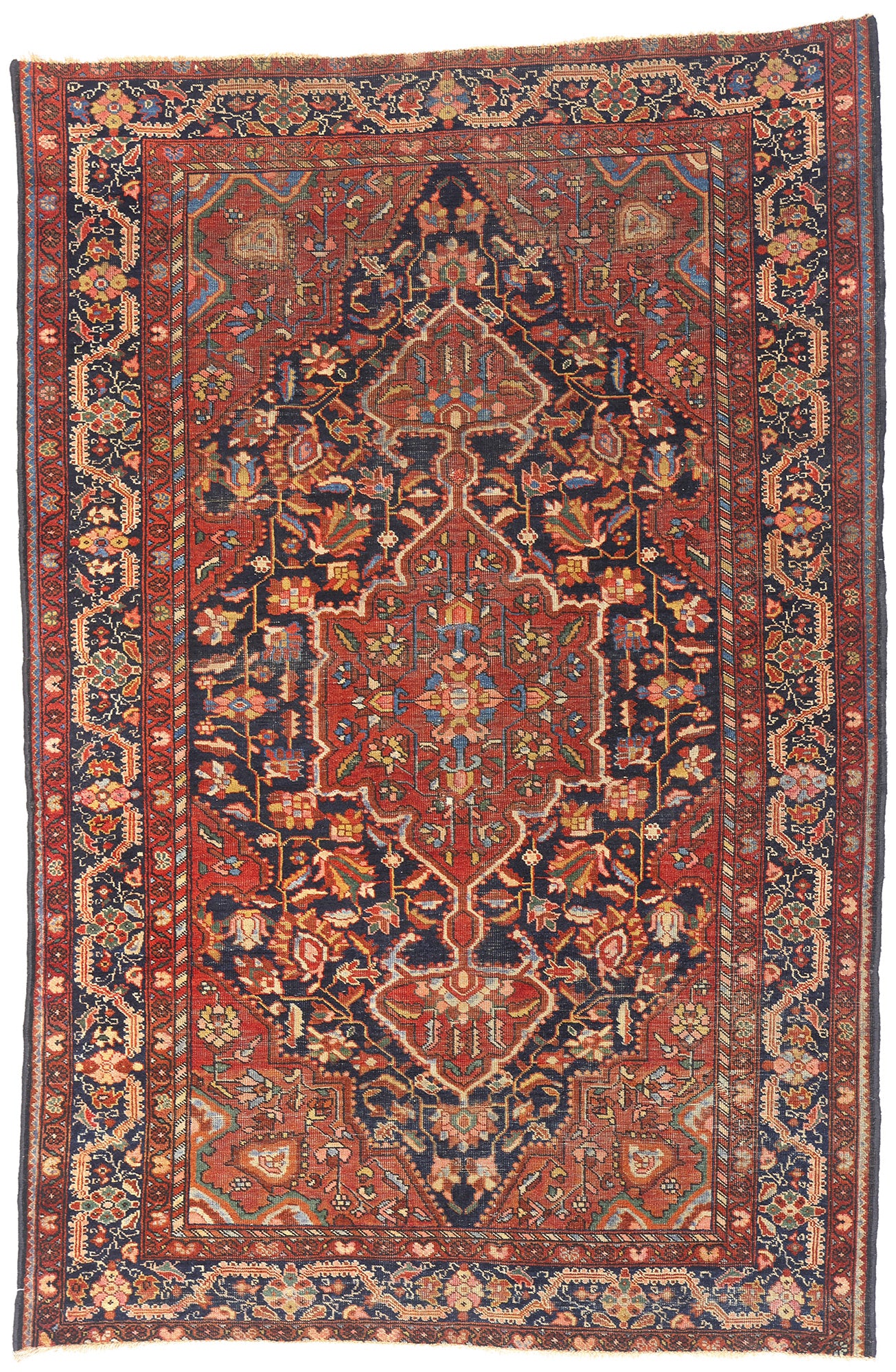 4 x 7 Navy Blue Antique Persian Tabriz Rug 79328