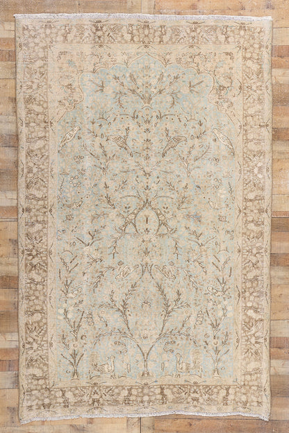 6 x 10 Antique Persian Tabriz Pictorial Rug 61383