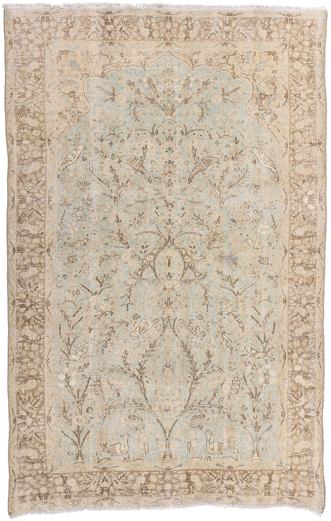 6 x 10 Antique Persian Tabriz Pictorial Rug 61383