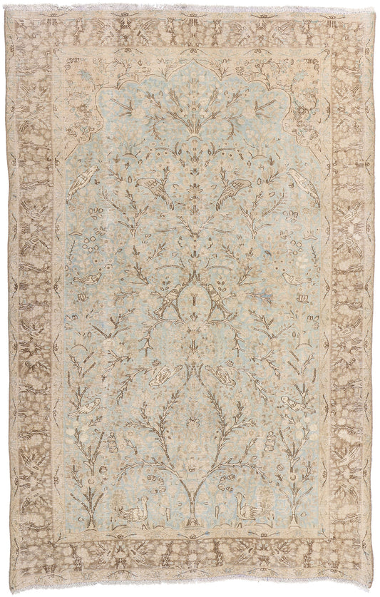 6 x 10 Antique Persian Tabriz Pictorial Rug 61383