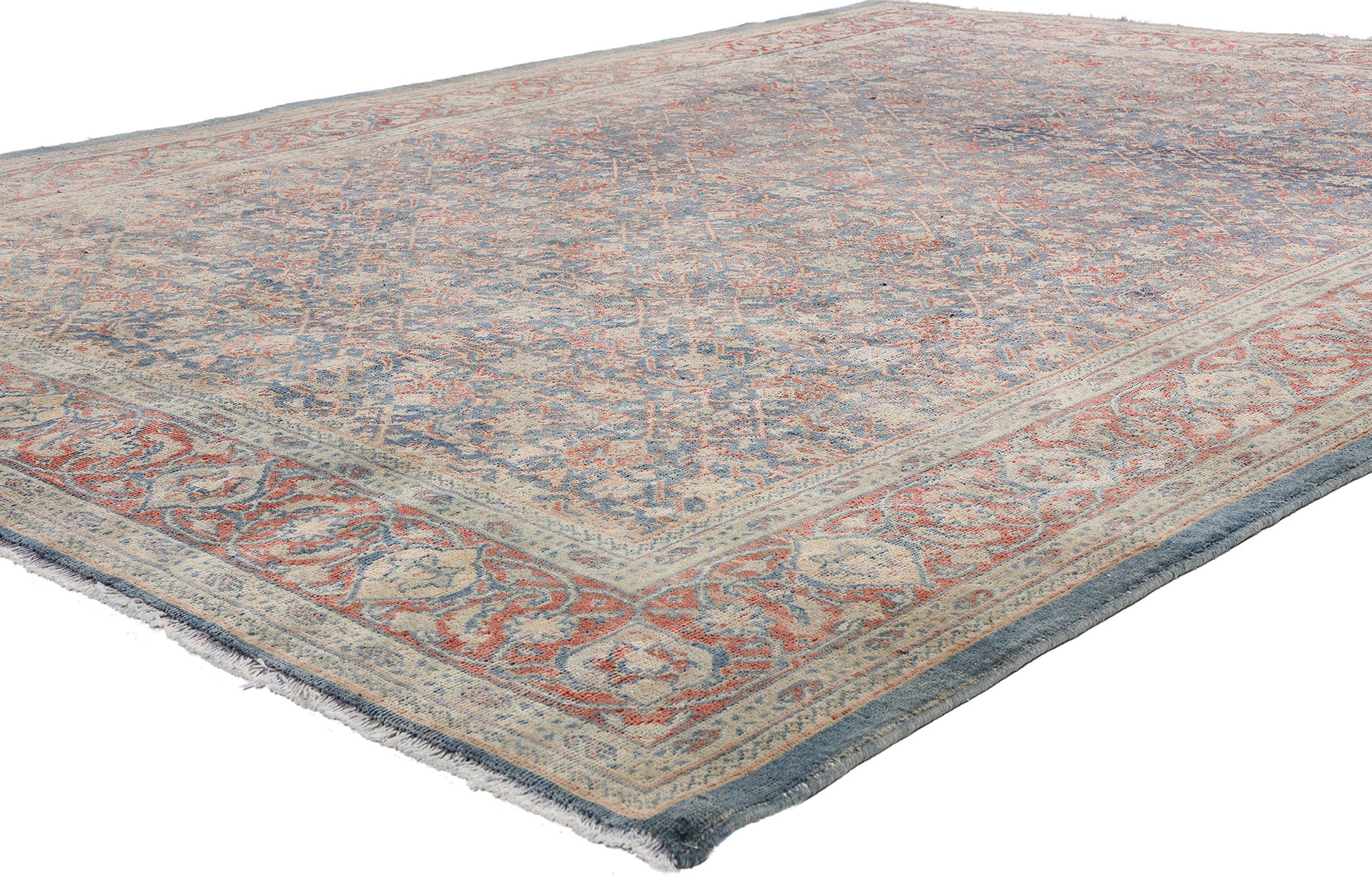 8 x 11 Distressed Blue Antique Persian Tabriz Rug 61521