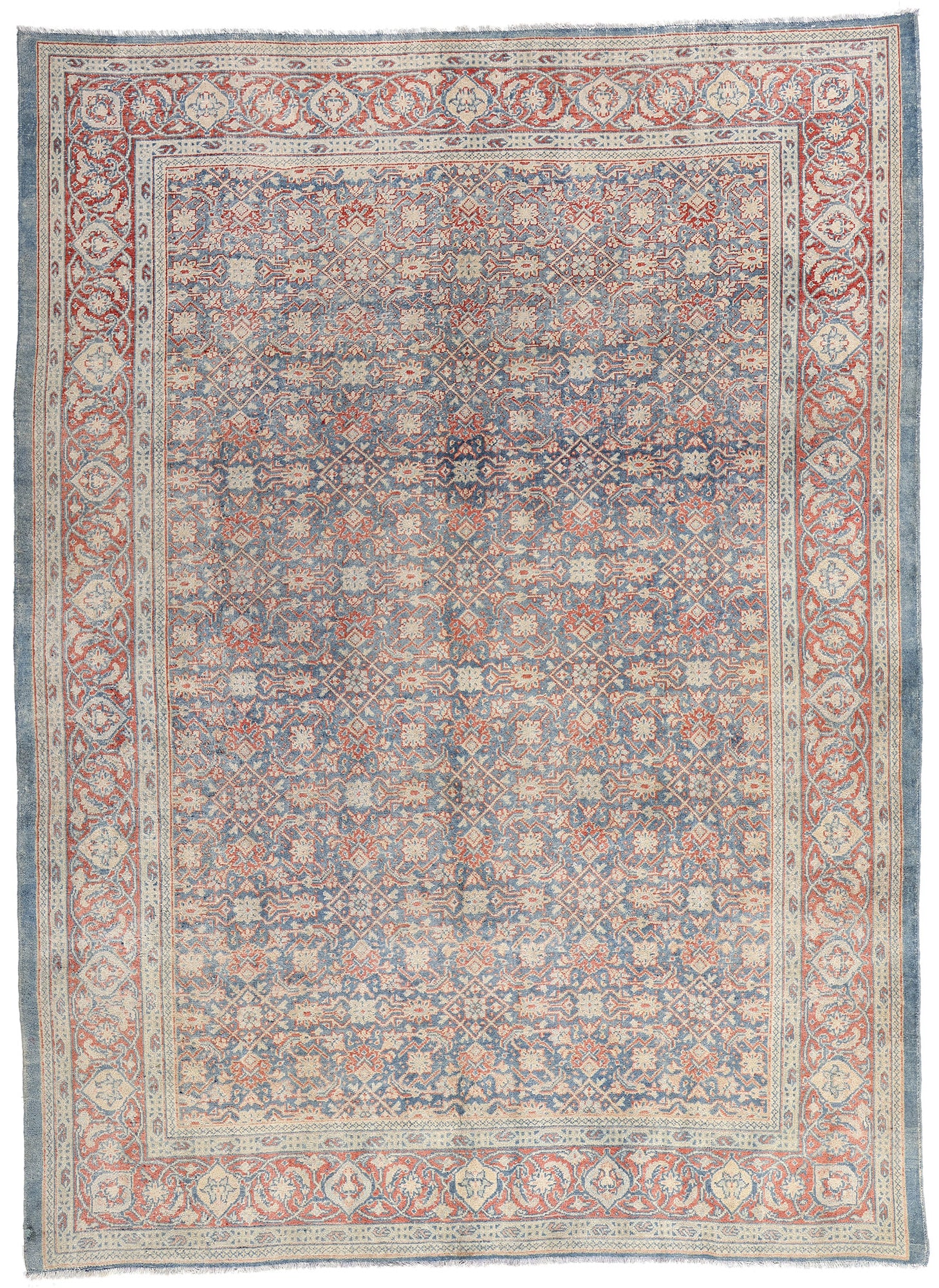 8 x 11 Distressed Blue Antique Persian Tabriz Rug 61521