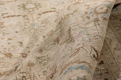 9 x 12 Neutral Beige Antique Persian Tabriz Rug 61519