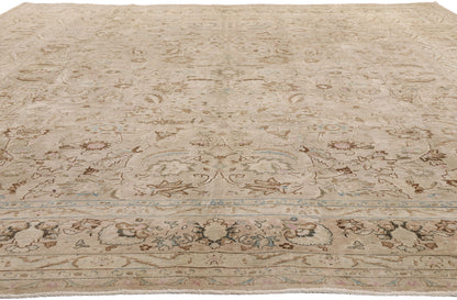 9 x 12 Neutral Beige Antique Persian Tabriz Rug 61519