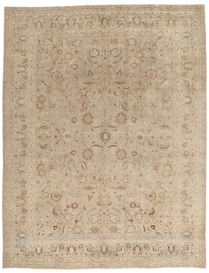 9 x 12 Neutral Beige Antique Persian Tabriz Rug 61519