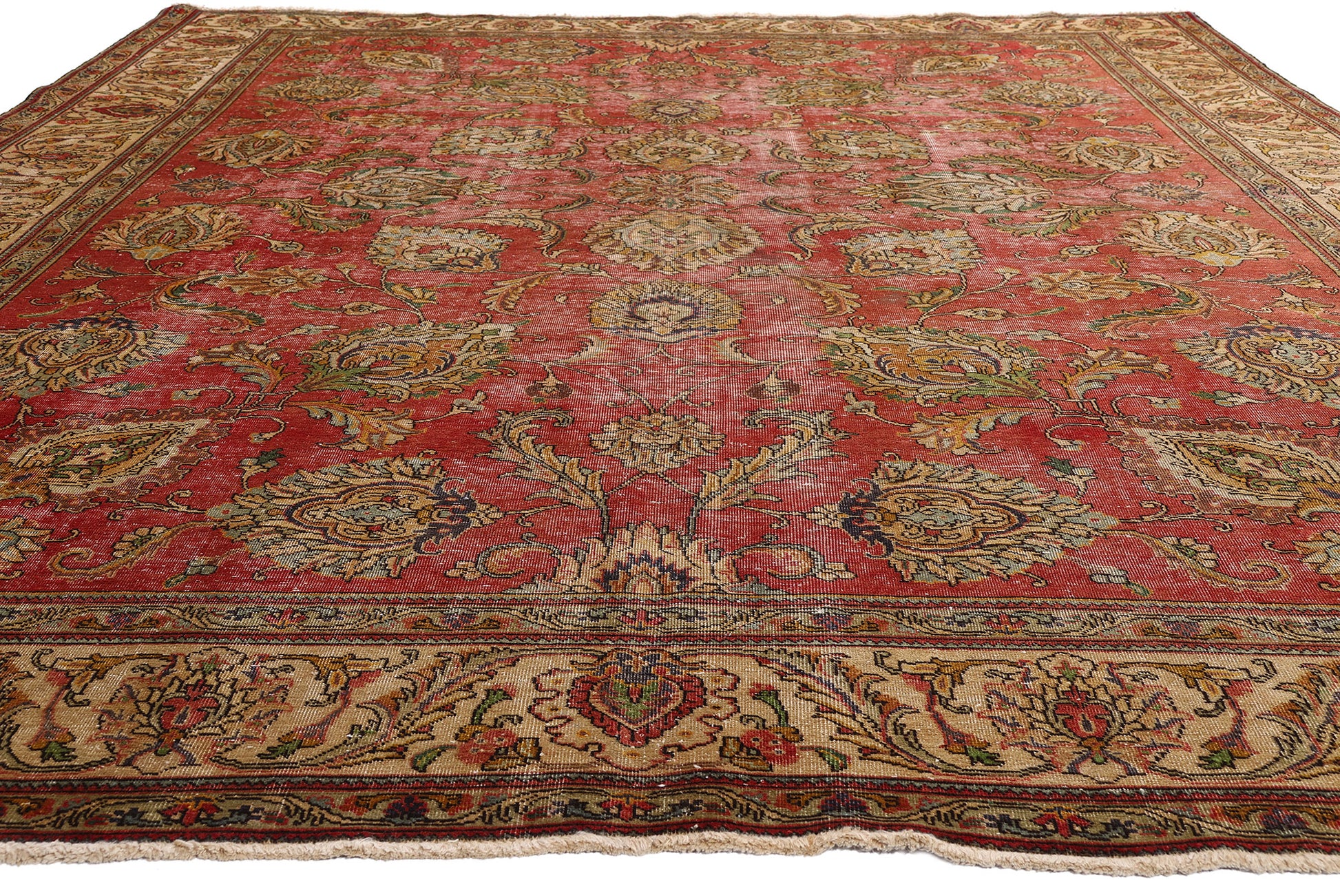 9 x 13 Red Antique Persian Tabriz Rug 74329