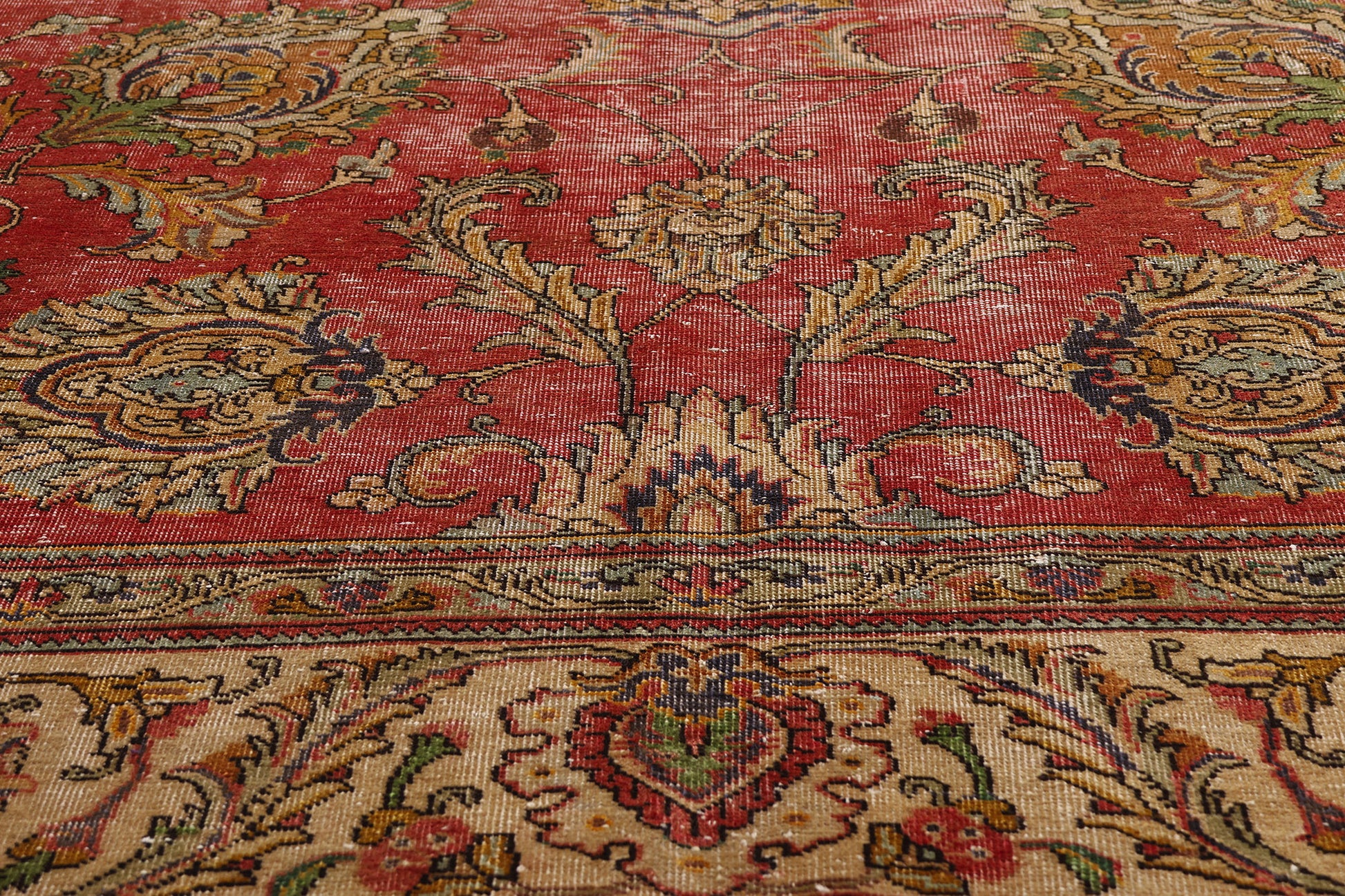 9 x 13 Red Antique Persian Tabriz Rug 74329