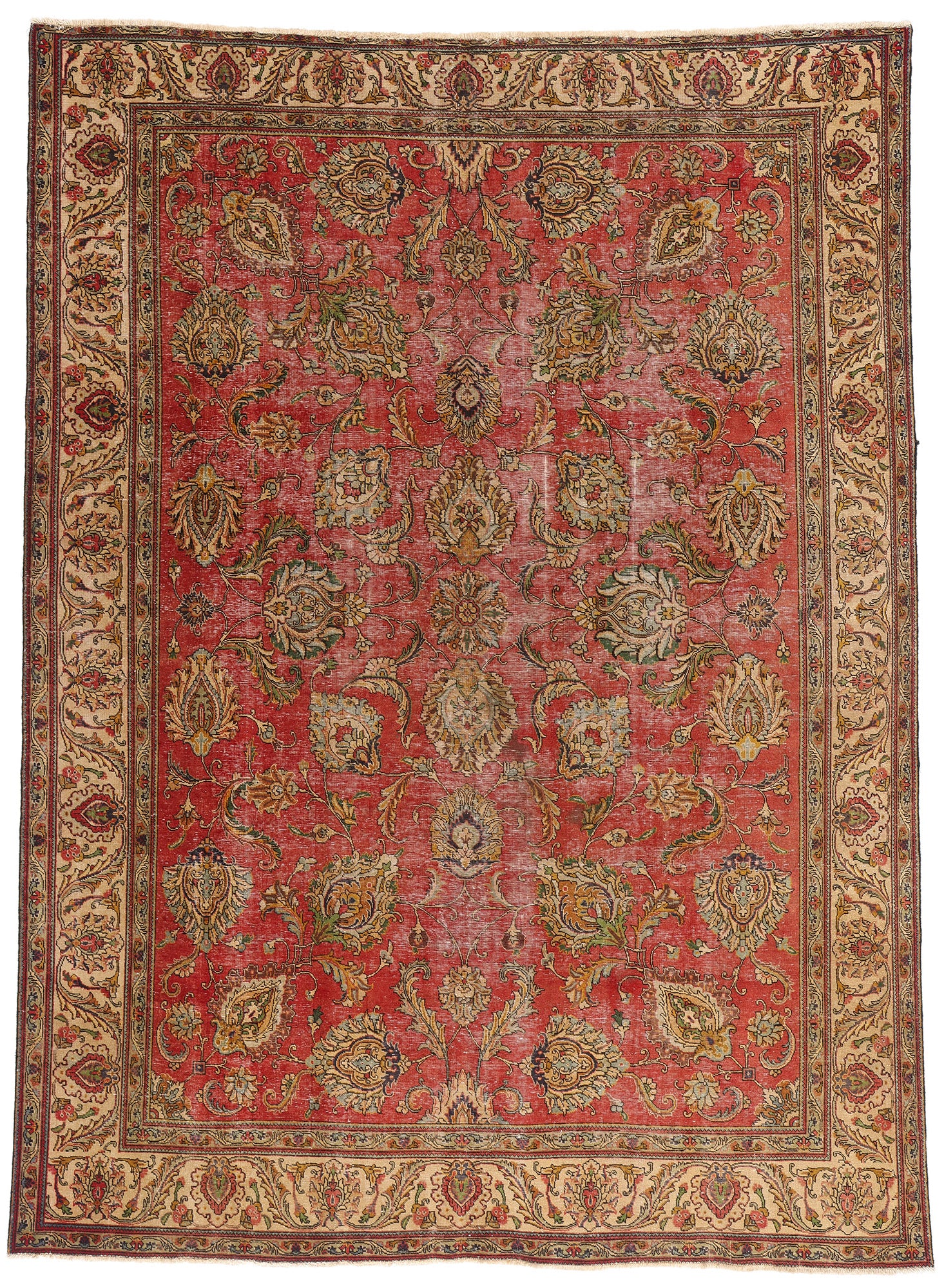 9 x 13 Red Antique Persian Tabriz Rug 74329