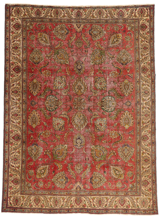 9 x 13 Red Antique Persian Tabriz Rug 74329