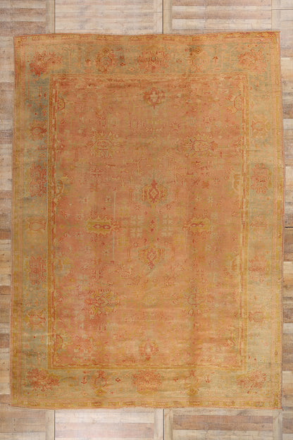 10 x 14 - Pink Antique Turkish Oushak Rug - 73159