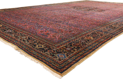 13 x 21 Antique Pink Persian Hamadan Rug 78339