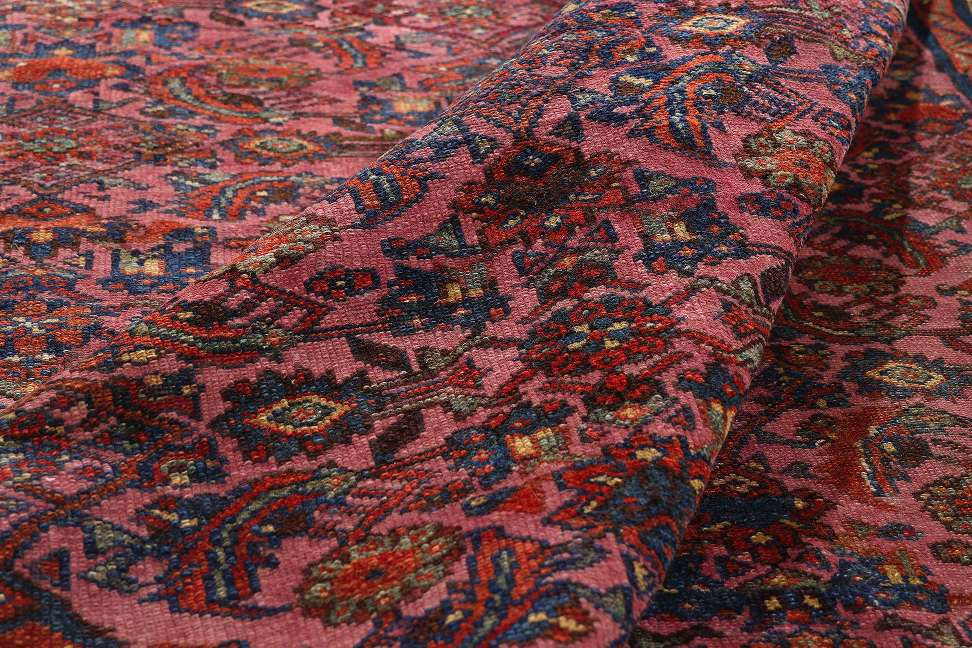 13 x 21 Antique Pink Persian Hamadan Rug 78339