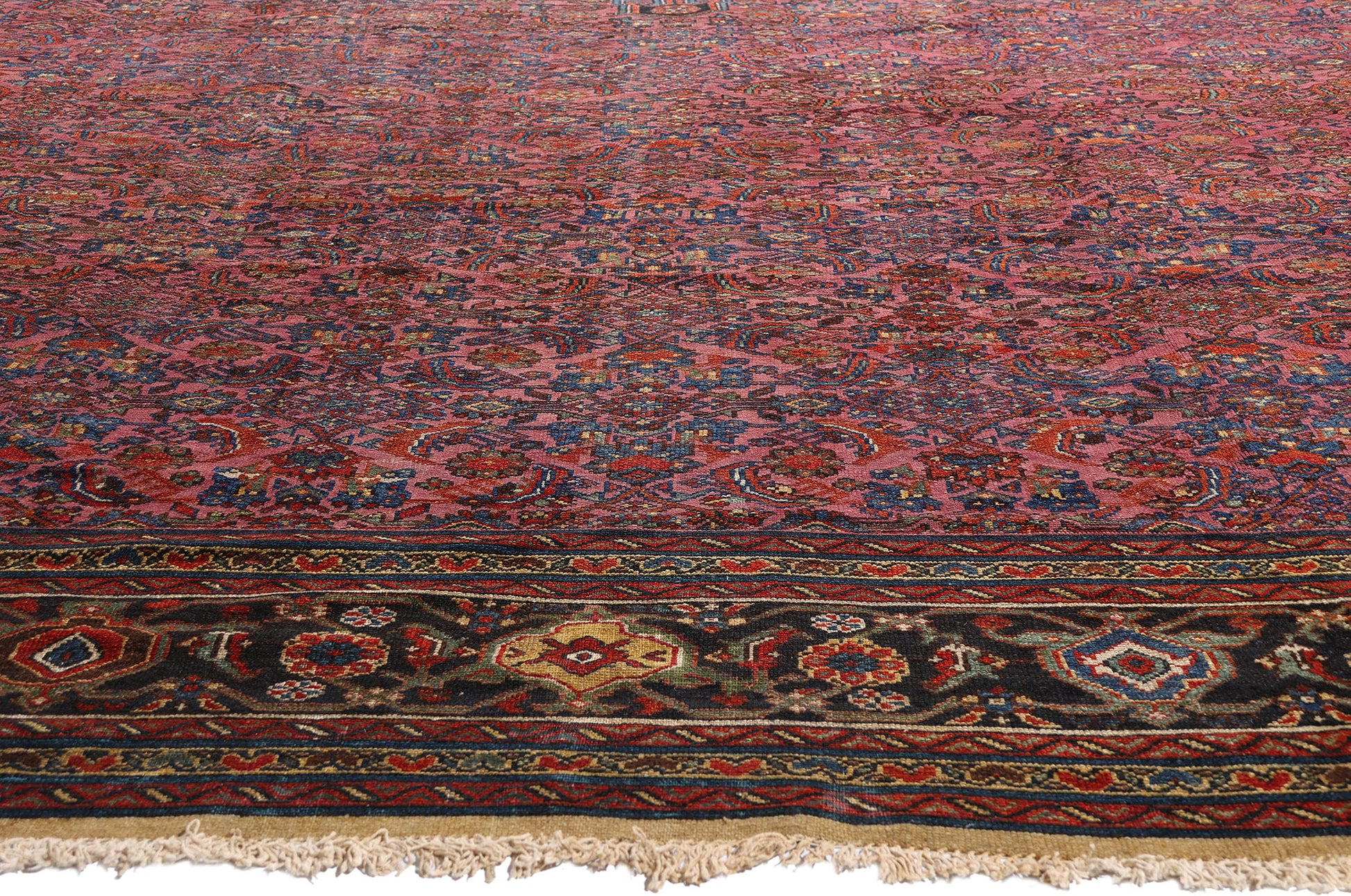 13 x 21 Antique Pink Persian Hamadan Rug 78339