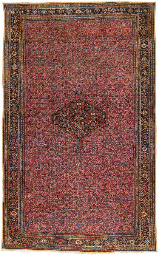13 x 21 Antique Pink Persian Hamadan Rug 78339