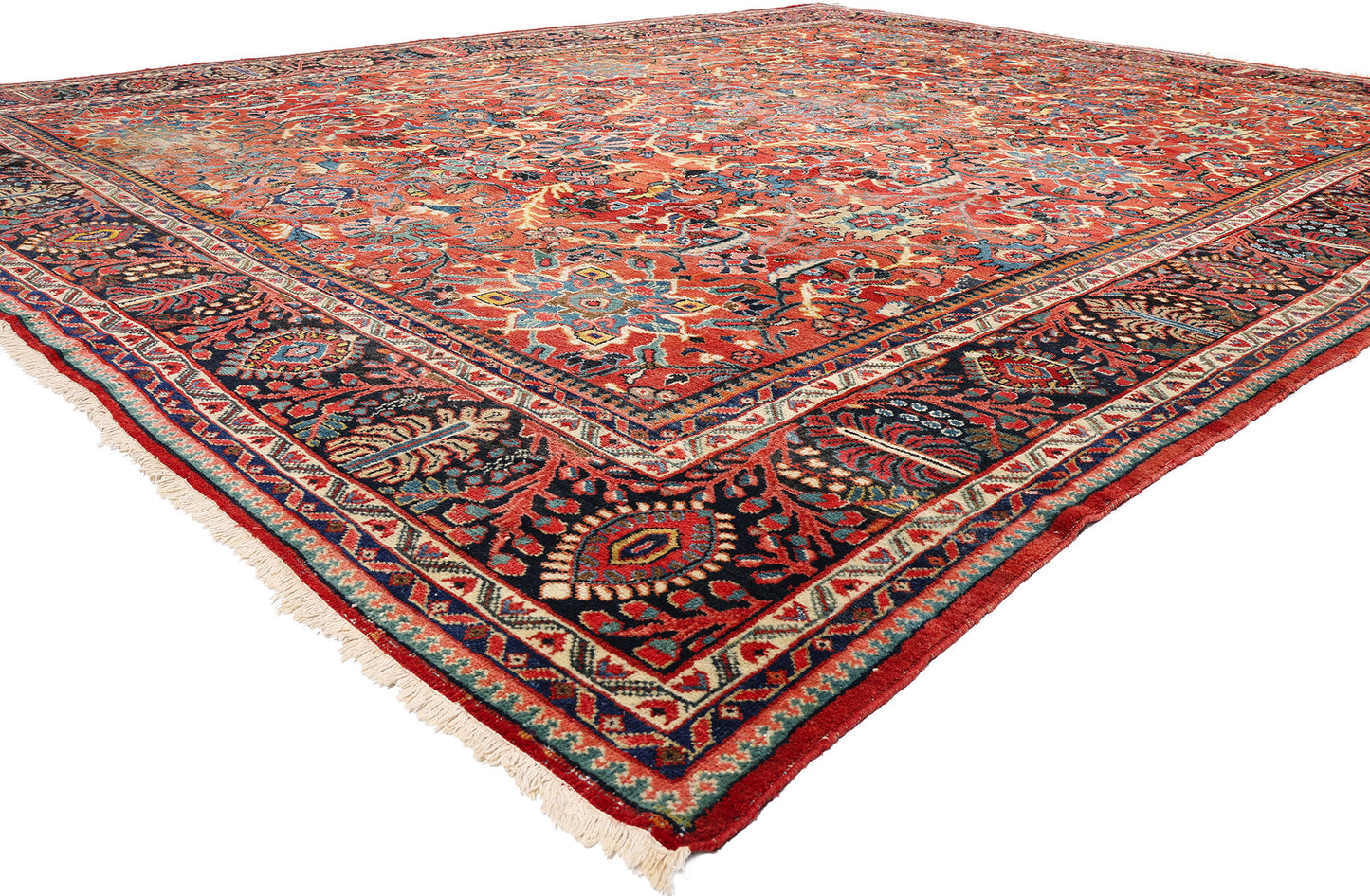 14 x 17 Antique Red Persian Mahal Rug 79269