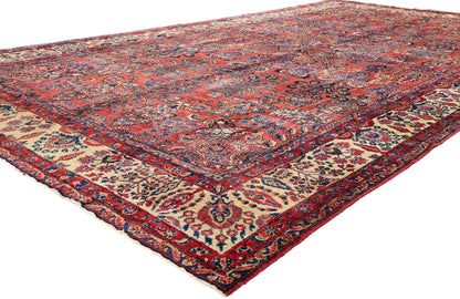 9 x 16 Antique Red Persian Sarouk Rug 79222