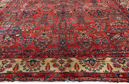 9 x 16 Antique Red Persian Sarouk Rug 79222