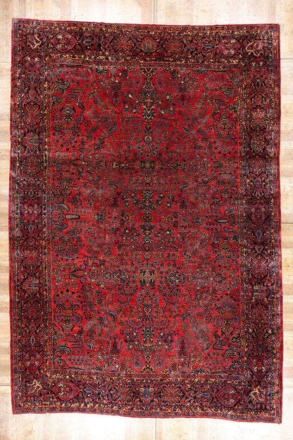 13 x 19 Antique Red Persian Sarouk Rug 79124