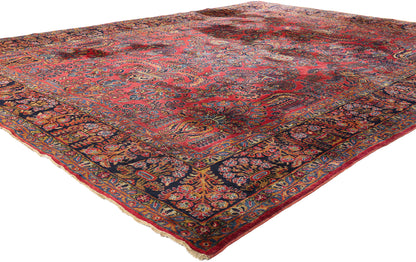 9 x 11 Antique Red Persian Sarouk Rug 79225