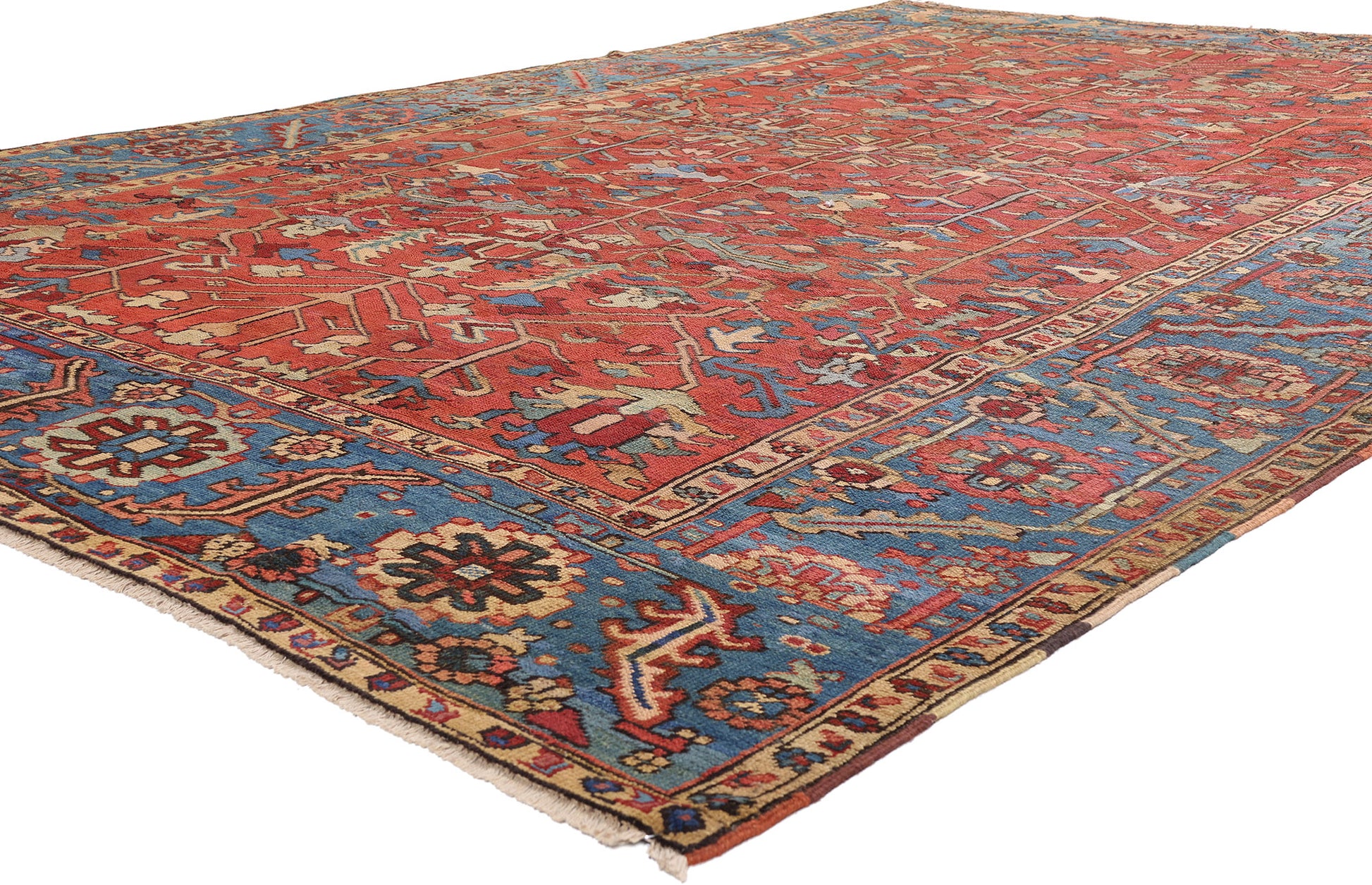 8 x 12 Red Antique Persian Serapi Rug 61530