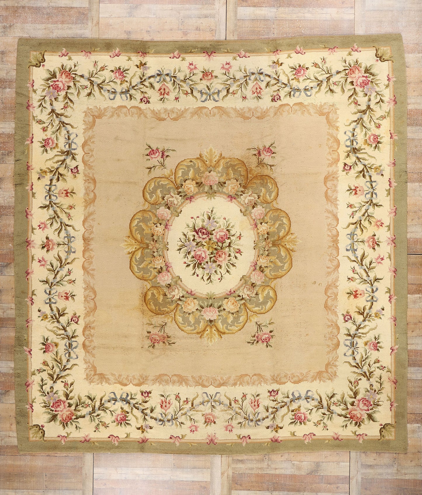 12 x 13 - Brown Antique Spanish Savonnerie Rug - 72167