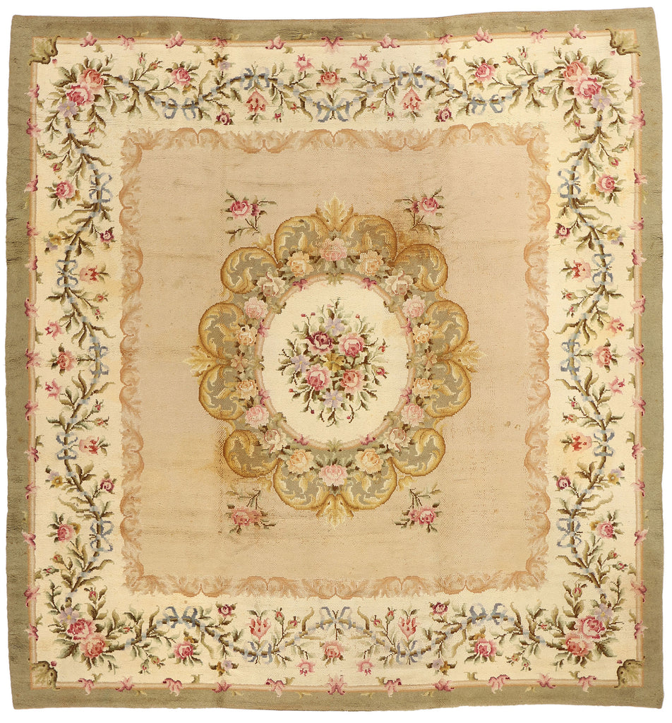 12 x 13 - Brown Antique Spanish Savonnerie Rug - 72167