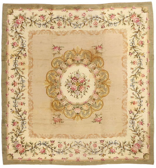 12 x 13 - Brown Antique Spanish Savonnerie Rug - 72167