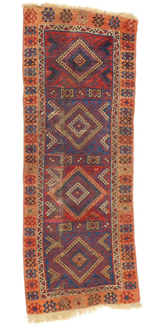3 x 8 Antique Tribal Turkish Yuruk Rug 78935