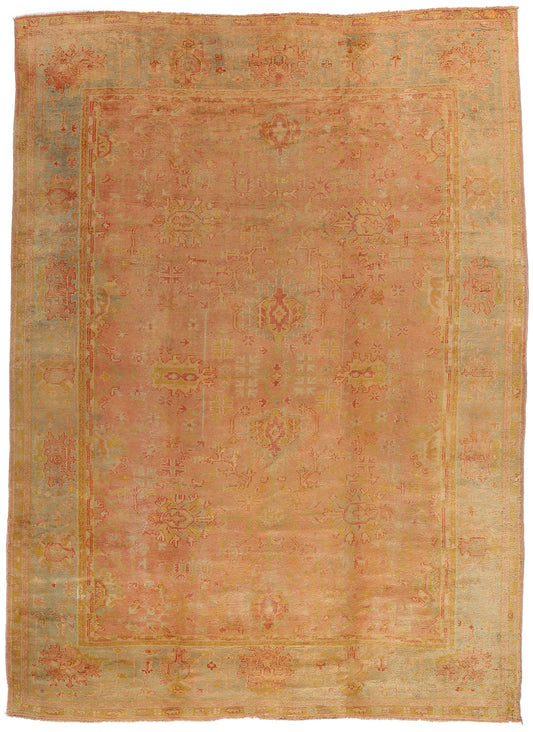 10 x 14 - Pink Antique Turkish Oushak Rug - 73159