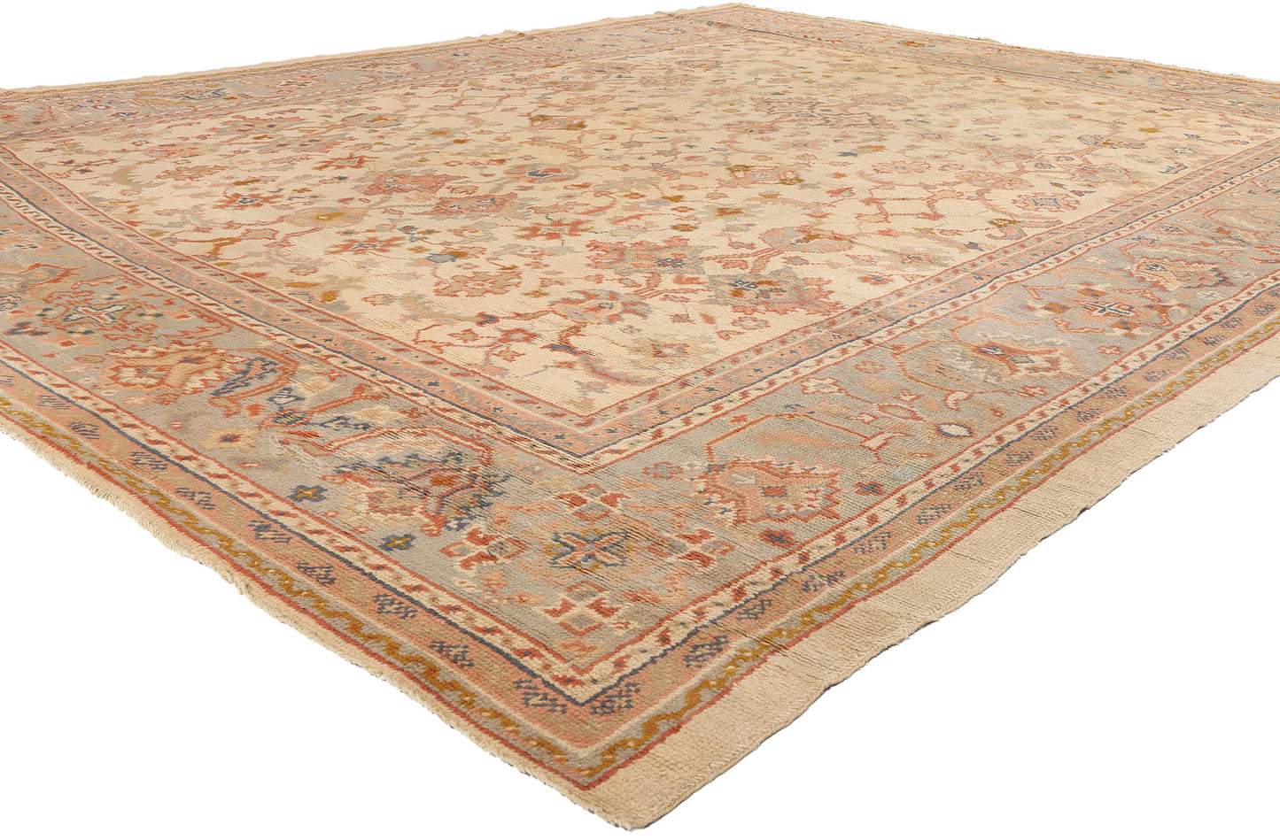 11 x 14 - Beige Antique Turkish Oushak Rug - 74250