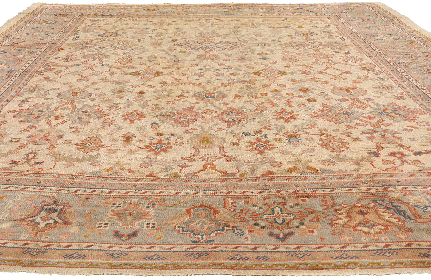 11 x 14 - Beige Antique Turkish Oushak Rug - 74250