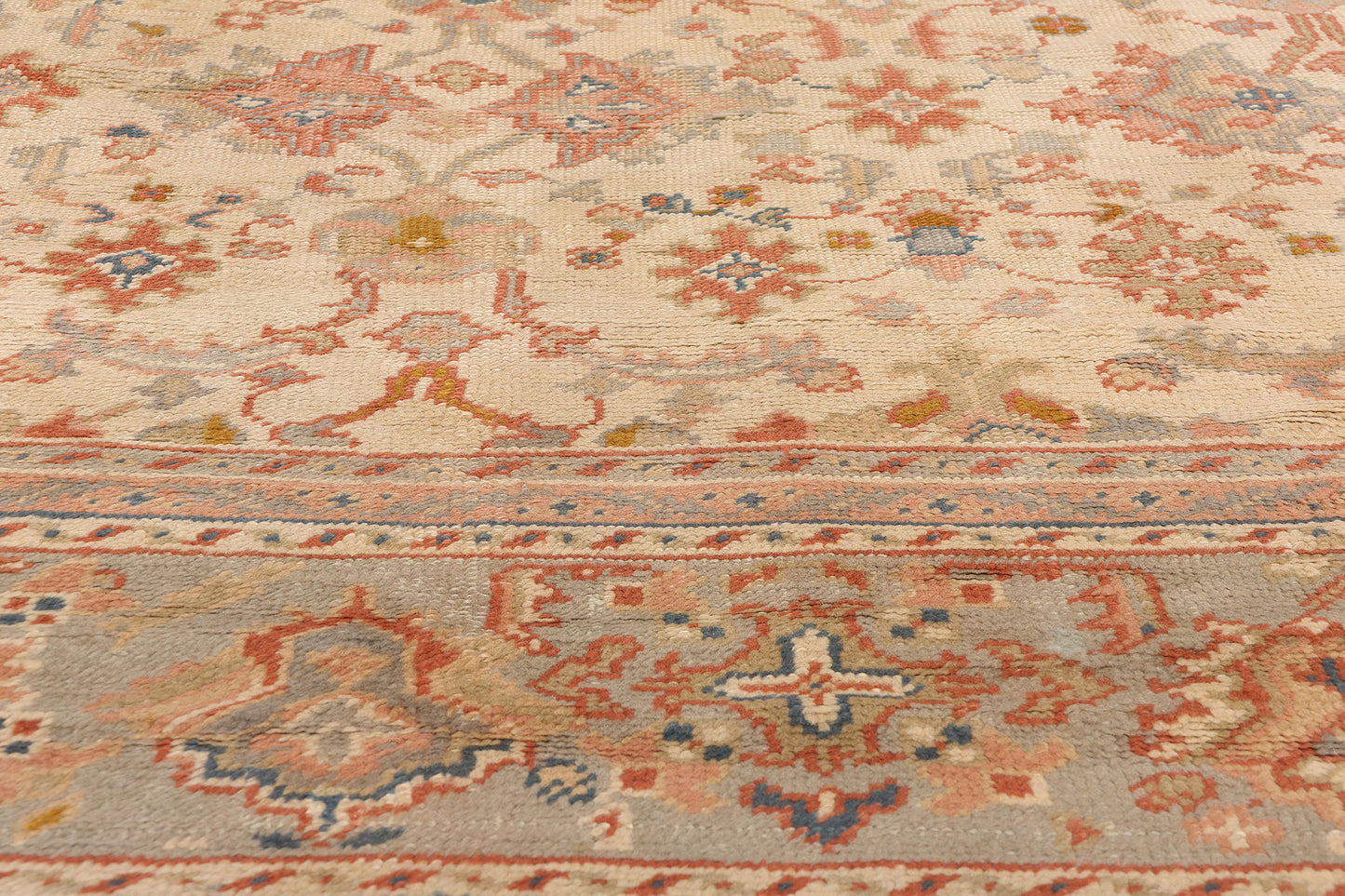 11 x 14 - Beige Antique Turkish Oushak Rug - 74250