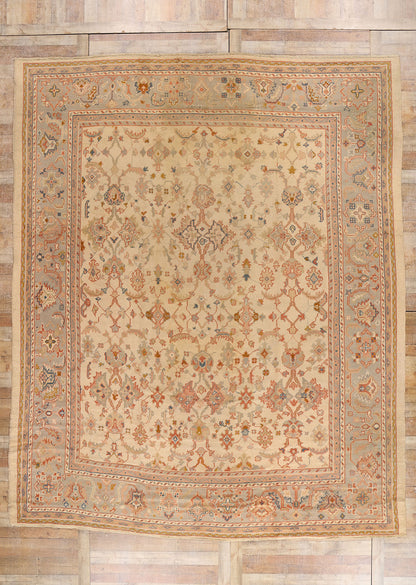 11 x 14 - Beige Antique Turkish Oushak Rug - 74250