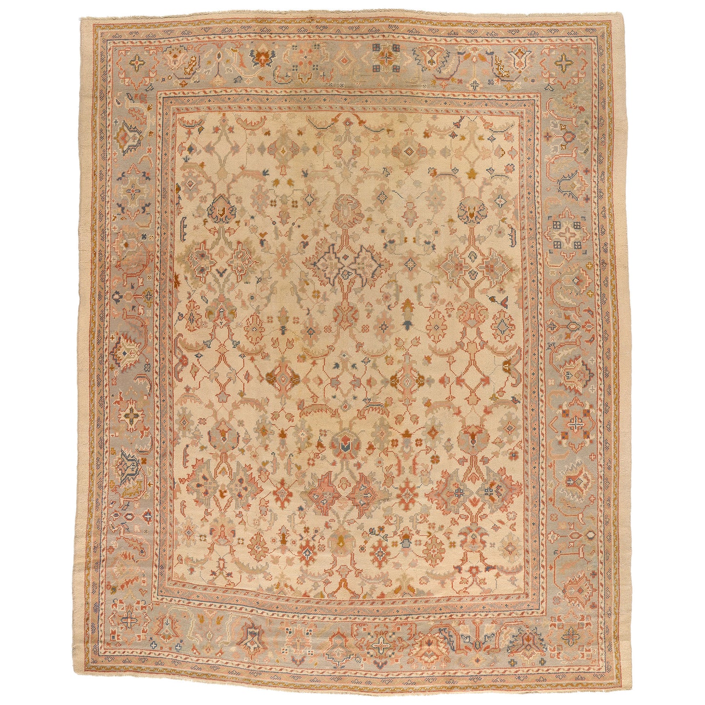 11 x 14 - Beige Antique Turkish Oushak Rug - 74250