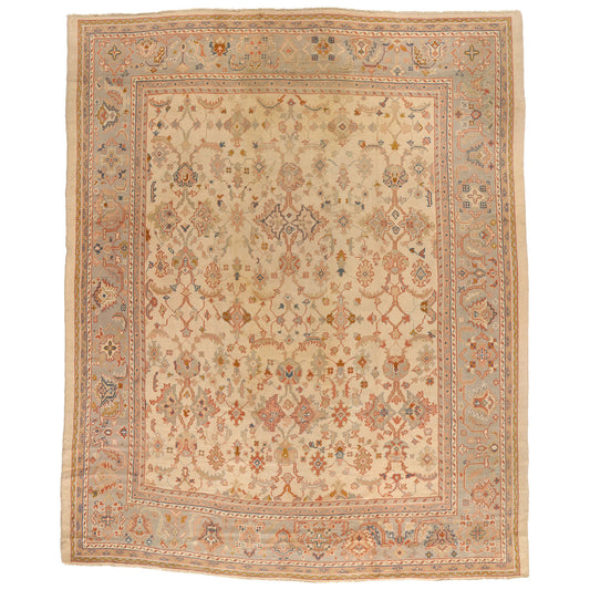 11 x 14 - Beige Antique Turkish Oushak Rug - 74250