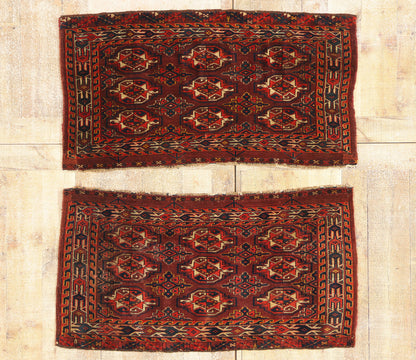 2 x 4 Red Antique Afghan Turkmen Chuval Bag 79343