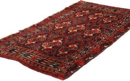 2 x 4 Red Antique Afghan Turkmen Chuval Bag 79343