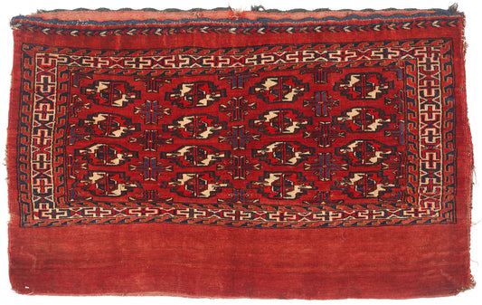 2 x 4 Antique Turkmen Chuval Bag Face Rug 79341