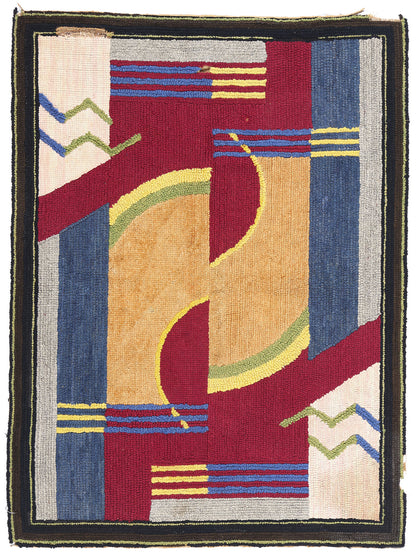 3 x 4 Art Deco Bauhaus American Hooked Rug 79114