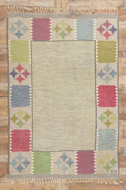 5 x 8 Bitte Ahlgren Vintage Swedish Rollakan Rug 79048