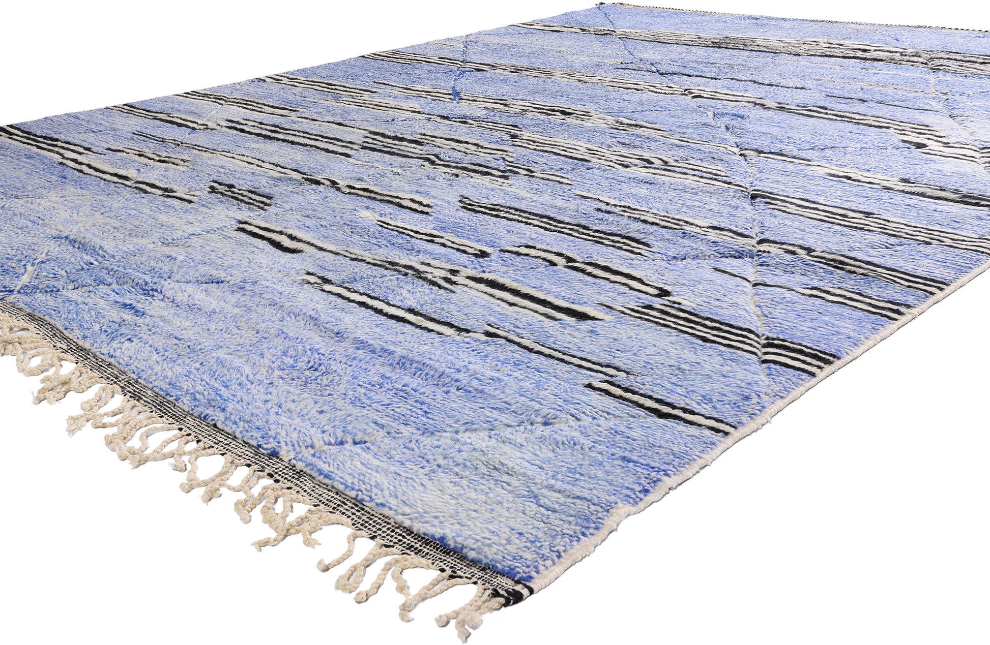 10 x 13 - Blue Modern Beni Mrirt Moroccan Rug - 21184