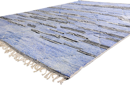 10 x 13 - Blue Modern Beni Mrirt Moroccan Rug - 21184