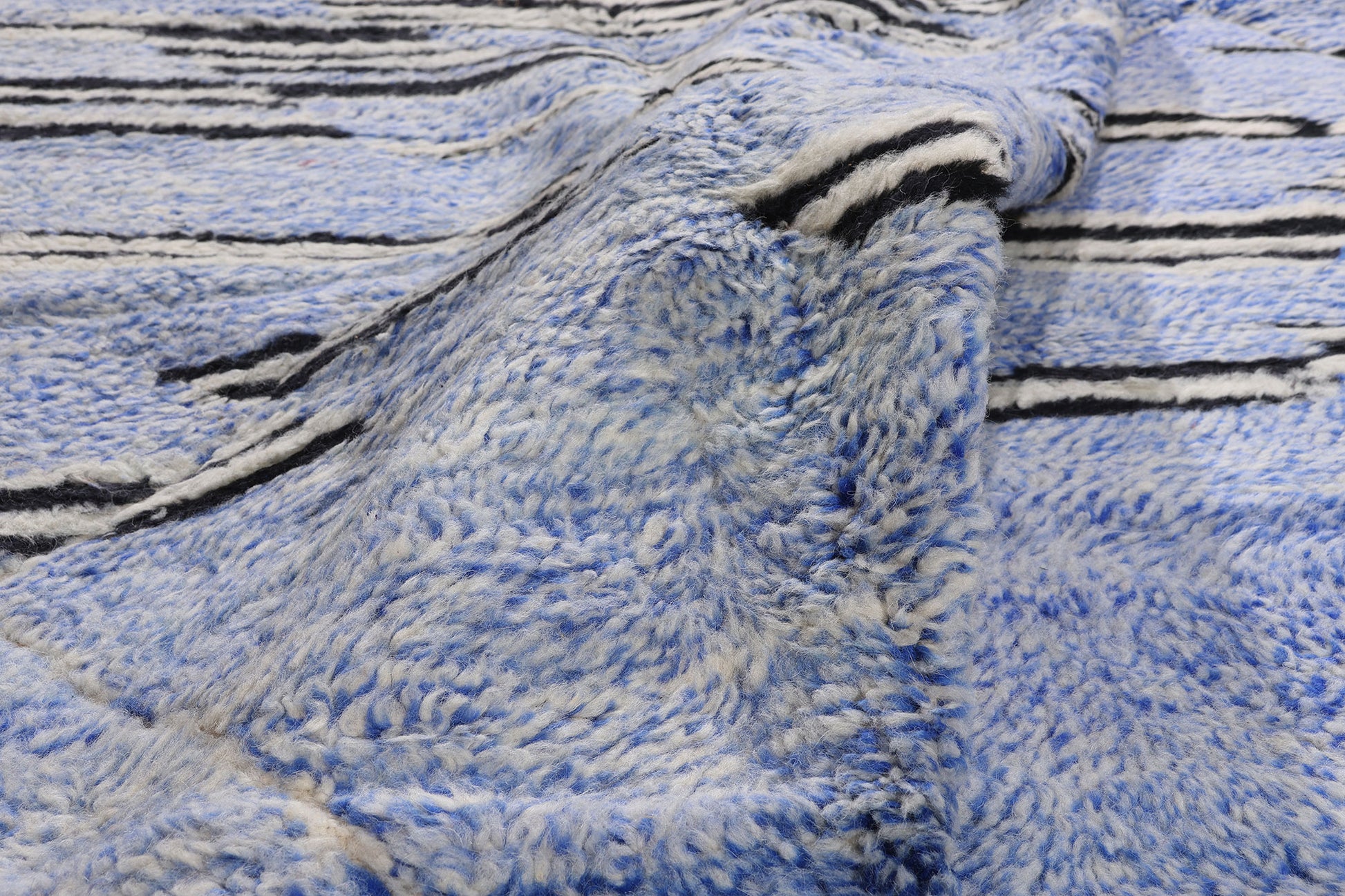 10 x 13 - Blue Modern Beni Mrirt Moroccan Rug - 21184