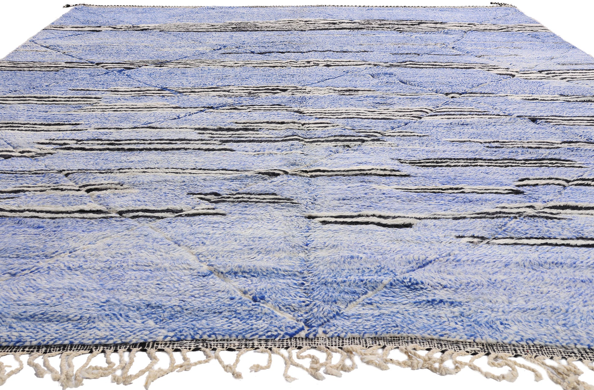 10 x 13 - Blue Modern Beni Mrirt Moroccan Rug - 21184