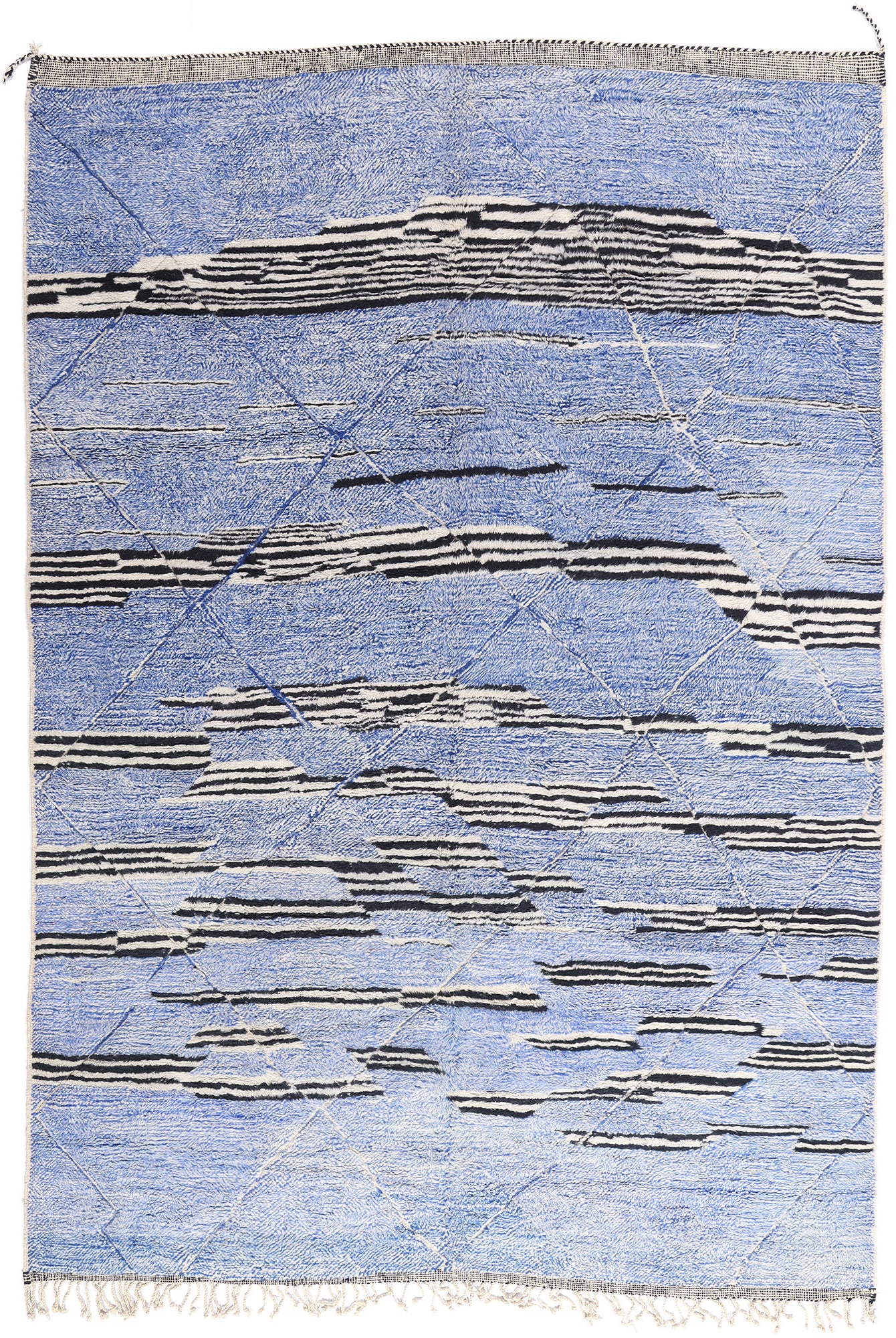 10 x 13 - Blue Modern Beni Mrirt Moroccan Rug - 21184