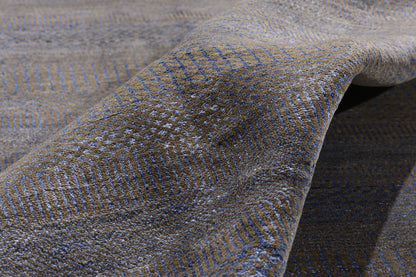 9 x 12 Gray Transitional Wool and Silk Rug 30332