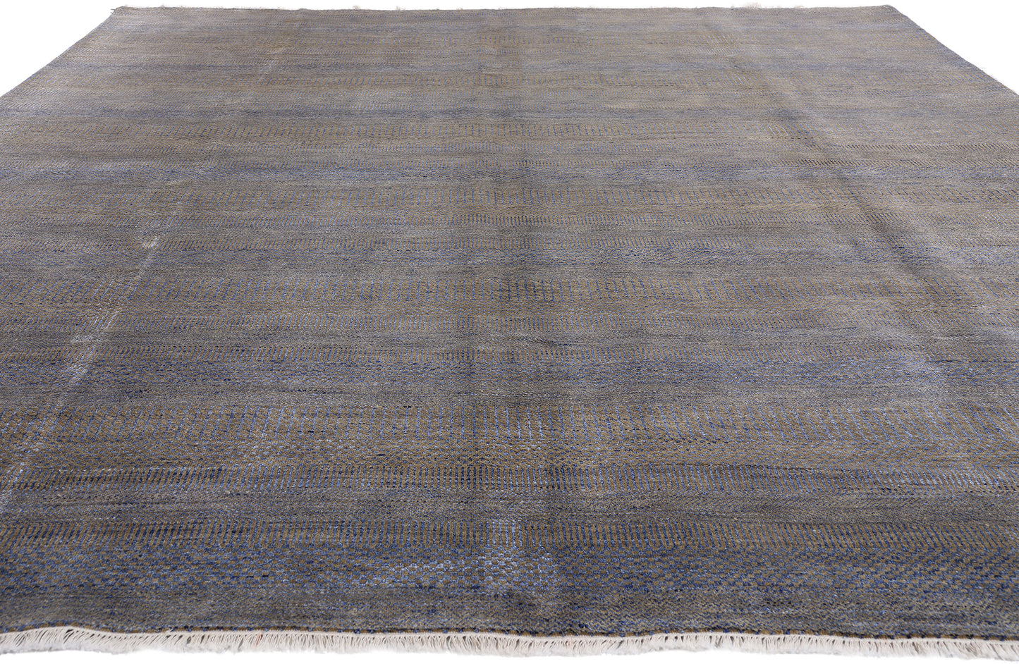 9 x 12 Gray Transitional Wool and Silk Rug 30332