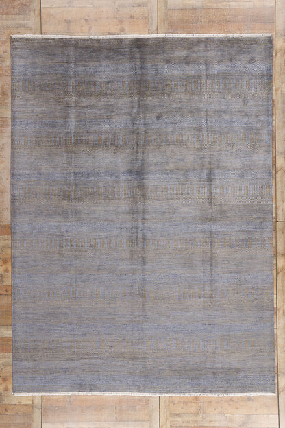 9 x 12 Gray Transitional Wool and Silk Rug 30332